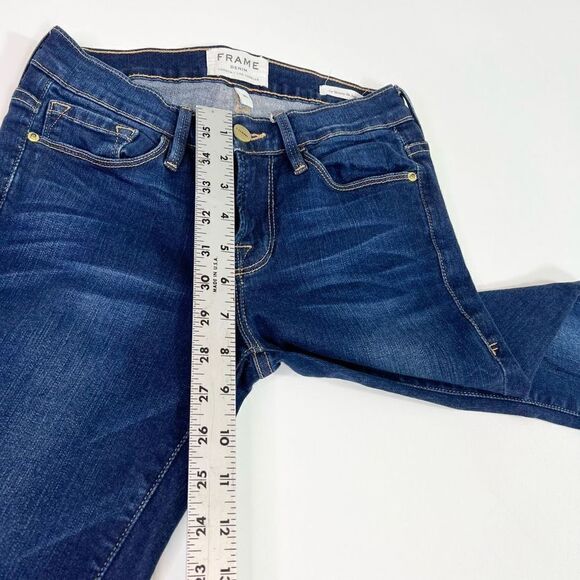 Frame Skinny Jeans Women's 26 Dark Blue Le Skinny Mid Rise Ankle Stretch Denim - Picture 5 of 10